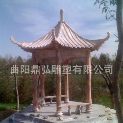 特價(jià)亭子 晚霞紅六角亭 漢白玉石雕涼亭走廊曲陽雕刻直銷